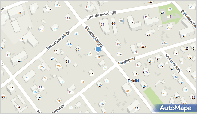 Puławy, Słowackiego Juliusza, 16, mapa Puław