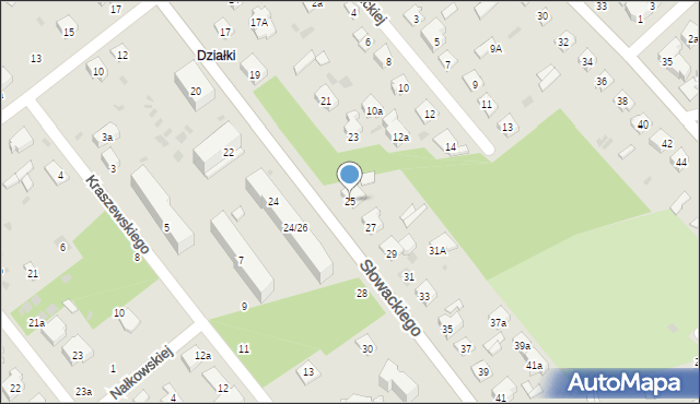 Puławy, Słowackiego Juliusza, 25, mapa Puław
