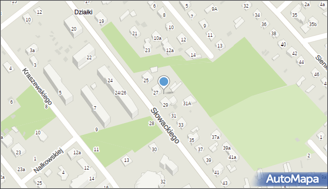 Puławy, Słowackiego Juliusza, 27a, mapa Puław