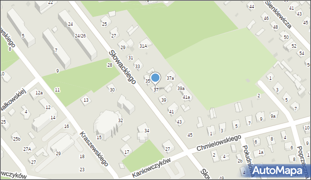 Puławy, Słowackiego Juliusza, 37, mapa Puław