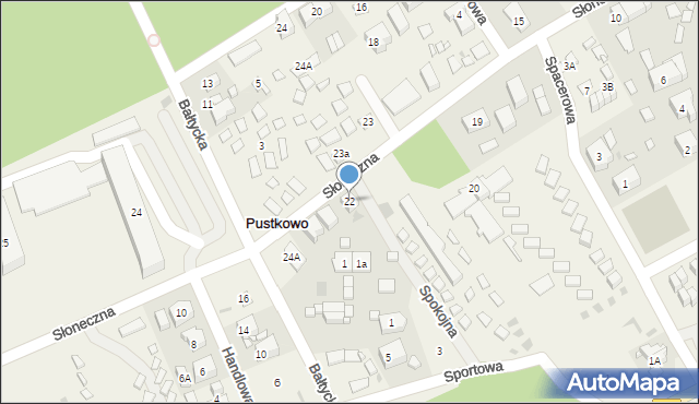 Pustkowo, Słoneczna, 22, mapa Pustkowo