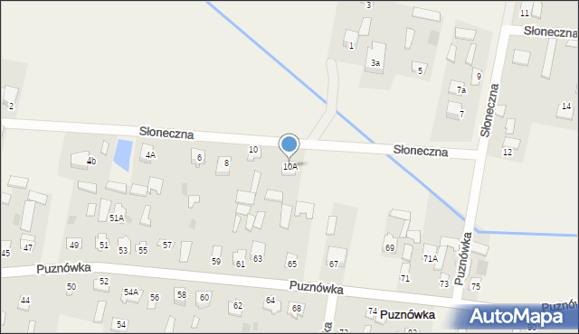 Puznówka, Słoneczna, 10A, mapa Puznówka