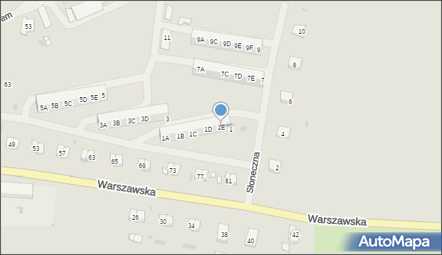 Pyrzyce, Słoneczna, 1E, mapa Pyrzyce