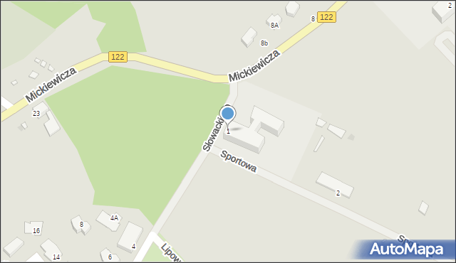 Pyrzyce, Słowackiego Juliusza, 1, mapa Pyrzyce