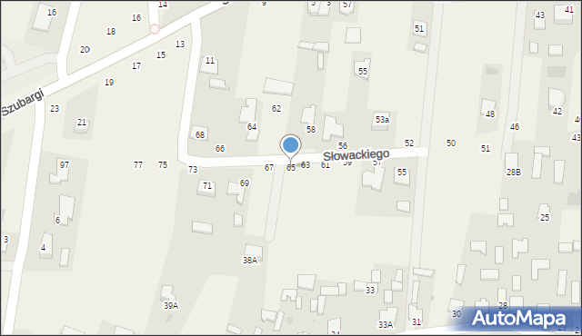 Pysznica, Słowackiego Juliusza, 65, mapa Pysznica