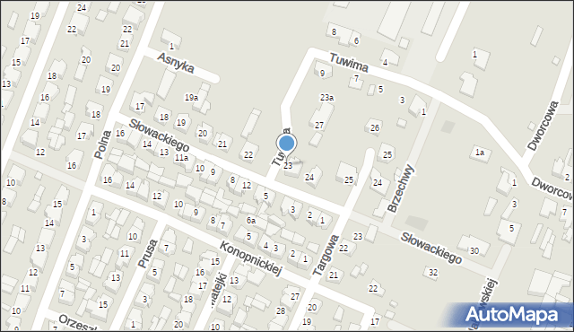 Pyzdry, Słowackiego Juliusza, 23, mapa Pyzdry