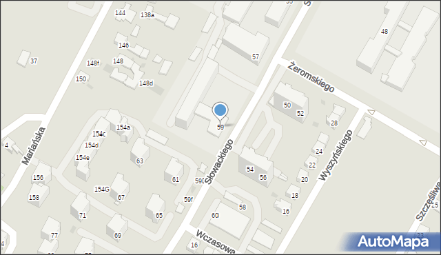 Racibórz, Słowackiego Juliusza, 59, mapa Racibórz