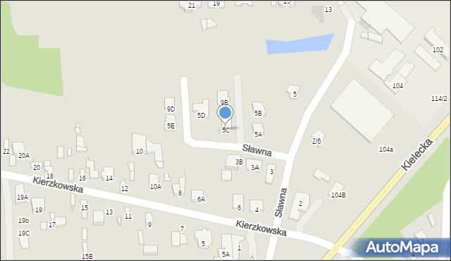 Radom, Sławna, 5C, mapa Radomia