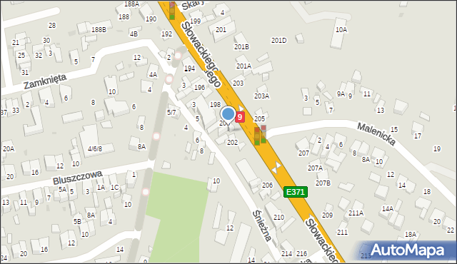 Radom, Słowackiego Juliusza, 200A, mapa Radomia