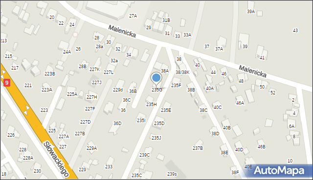 Radom, Słowackiego Juliusza, 235G, mapa Radomia