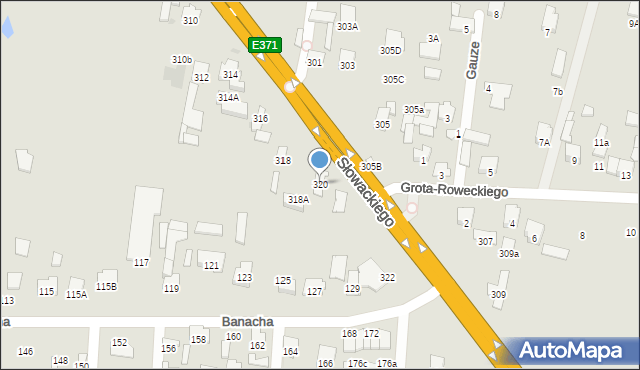 Radom, Słowackiego Juliusza, 320, mapa Radomia