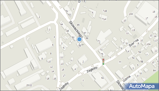 Radom, Słowackiego Juliusza, 54, mapa Radomia