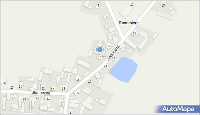 Radomierz, Słoneczna, 14, mapa Radomierz