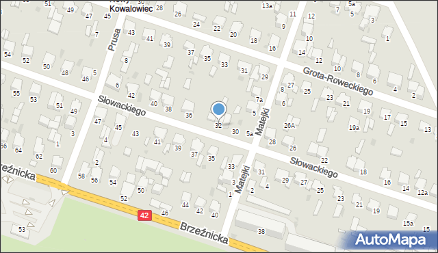 Radomsko, Słowackiego Juliusza, 32, mapa Radomsko