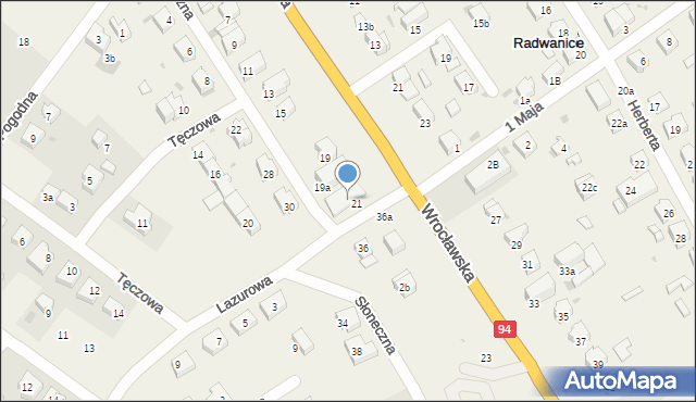 Radwanice, Słoneczna, 23, mapa Radwanice