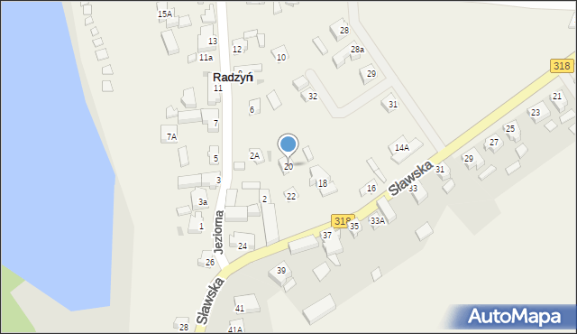 Radzyń, Sławska, 20, mapa Radzyń