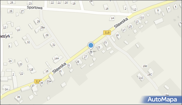 Radzyń, Sławska, 25, mapa Radzyń