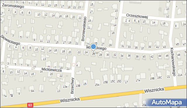 Radzyń Podlaski, Słowackiego Juliusza, 26, mapa Radzyń Podlaski