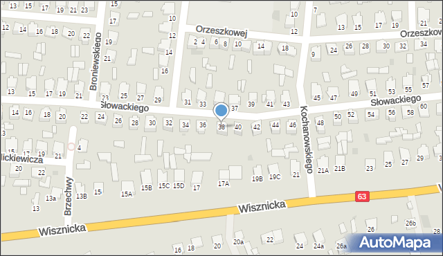 Radzyń Podlaski, Słowackiego Juliusza, 38, mapa Radzyń Podlaski