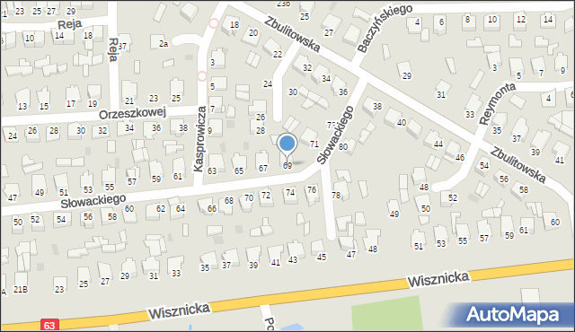 Radzyń Podlaski, Słowackiego Juliusza, 69, mapa Radzyń Podlaski