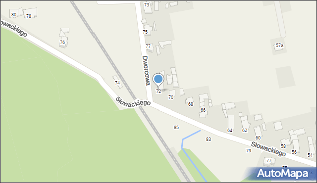 Raszowa, Słowackiego Juliusza, 72, mapa Raszowa