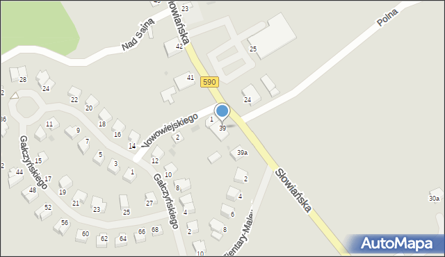 Reszel, Słowiańska, 39, mapa Reszel