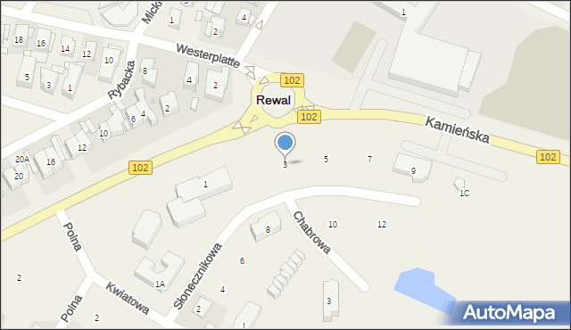 Rewal, Słonecznikowa, 3, mapa Rewal