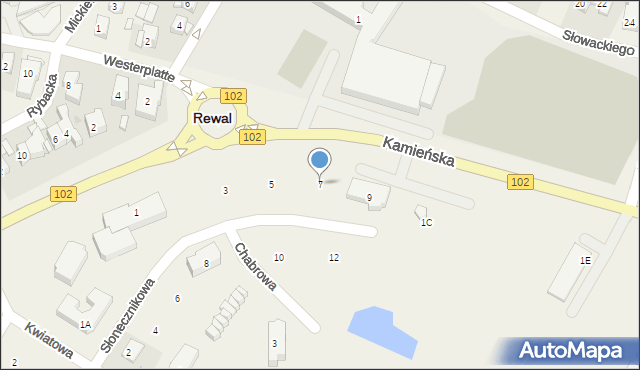 Rewal, Słonecznikowa, 7, mapa Rewal