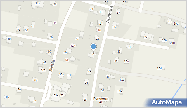 Roczyny, Słoneczna, 20, mapa Roczyny