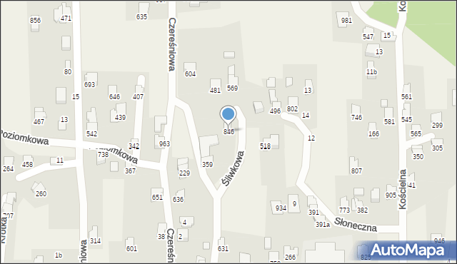 Rybarzowice, Śliwkowa, 846, mapa Rybarzowice