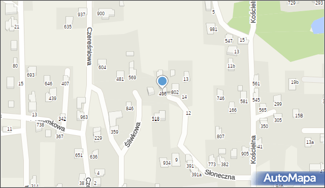 Rybarzowice, Słoneczna, 496, mapa Rybarzowice