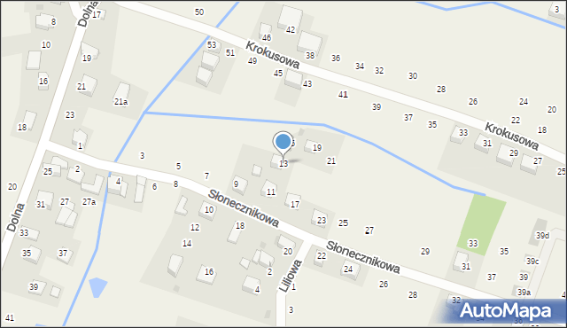 Rybna, Słonecznikowa, 13, mapa Rybna