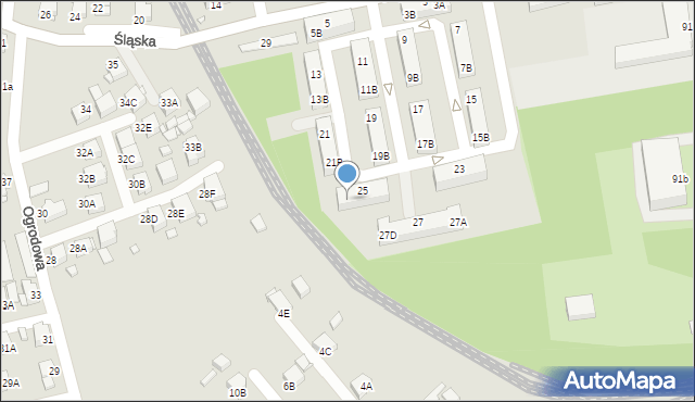 Rybnik, Śląska, 25B, mapa Rybnika