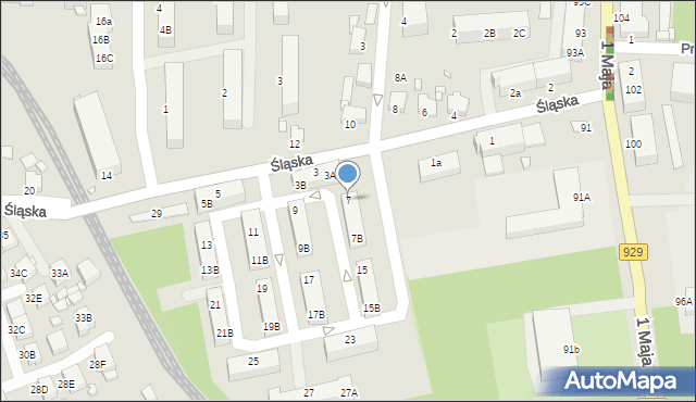 Rybnik, Śląska, 7A, mapa Rybnika