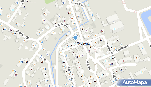 Rydzyna, Słowackiego Juliusza, 1A, mapa Rydzyna