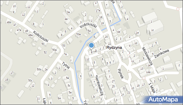 Rydzyna, Słowackiego Juliusza, 4, mapa Rydzyna