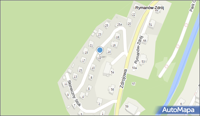 Rymanów-Zdrój, Słoneczny Stok, 12, mapa Rymanów-Zdrój