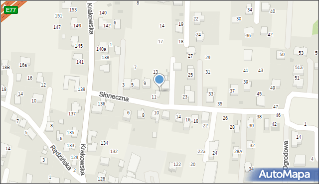 Rząska, Słoneczna, 15, mapa Rząska