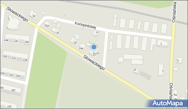 Rzepin, Słowackiego Juliusza, 22, mapa Rzepin