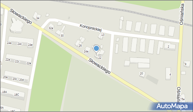 Rzepin, Słowackiego Juliusza, 24, mapa Rzepin