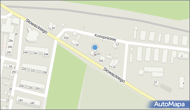 Rzepin, Słowackiego Juliusza, 26, mapa Rzepin