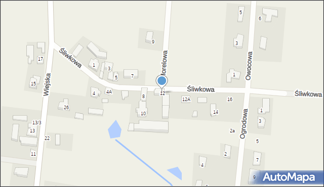 Santocko, Śliwkowa, 12, mapa Santocko