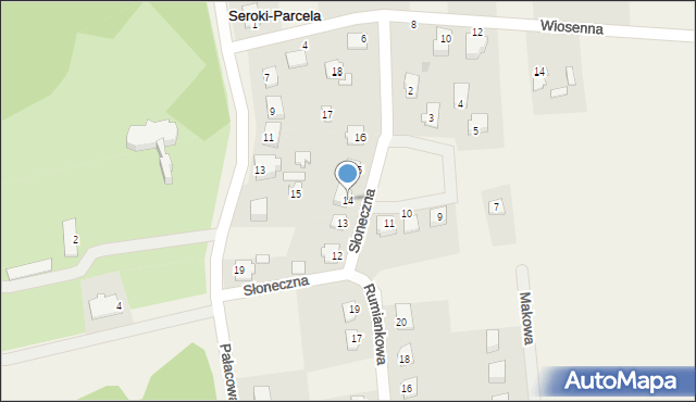 Seroki-Parcela, Słoneczna, 14, mapa Seroki-Parcela