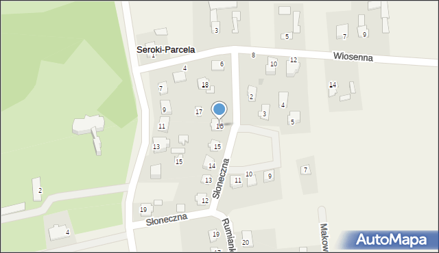 Seroki-Parcela, Słoneczna, 16, mapa Seroki-Parcela