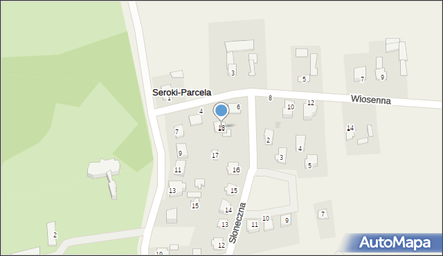 Seroki-Parcela, Słoneczna, 18, mapa Seroki-Parcela