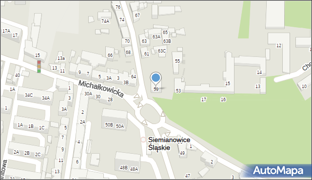 Siemianowice Śląskie, Śląska, 59, mapa Siemianowice Śląskie