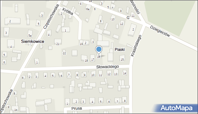 Siemkowice, Słowackiego Juliusza, 16, mapa Siemkowice