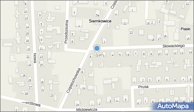 Siemkowice, Słowackiego Juliusza, 2, mapa Siemkowice
