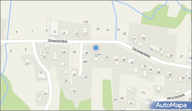 Siepraw, Słowiańska, 32, mapa Siepraw