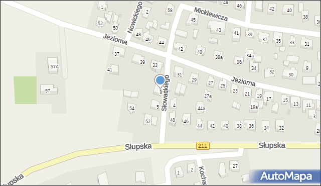 Sierakowice, Słowackiego Juliusza, 3, mapa Sierakowice